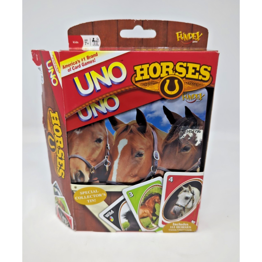 Uno Horses Card Game 2009 Near Complete in box metal case fast shipping